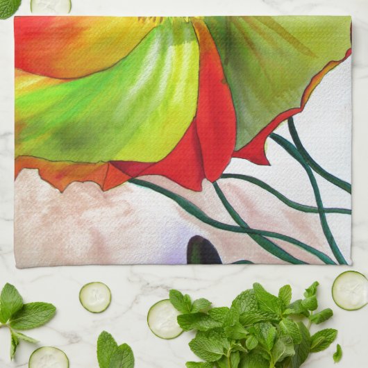 Poppy Art Makro-Mohn Küchentuch (Gefaltet)