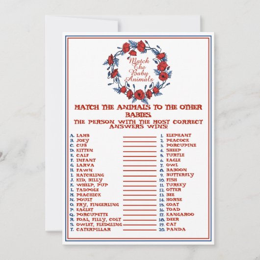 Poppy-Baby-Dusche für Babys Einladung (Vorderseite)