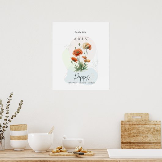 Poppy Birth Blume für August Poster (Küche)