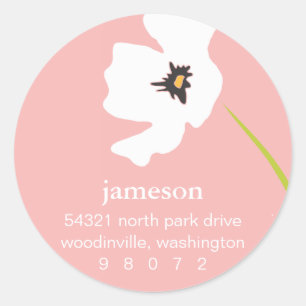 Poppy Blossom Round-Address-Label Runder Aufkleber