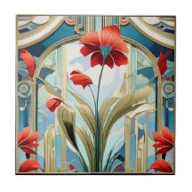 Poppy Blume Art Deco Design Keramik Tile
