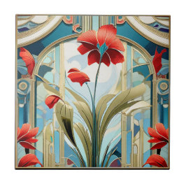 Poppy Blume Art Deco Design Keramik Tile Fliese