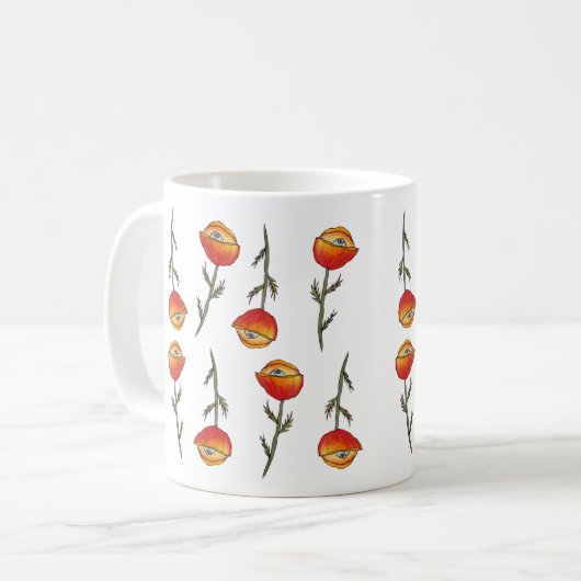 Poppy Blume Art Pattern Tasse (Vorderseite Links)