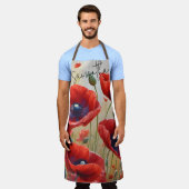 Poppy Blume Blossom Personalisierter Name Küche Schürze (Getragen)