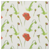 Poppy Blume Botanische Illustration Rote Flora Stoff (Muster)
