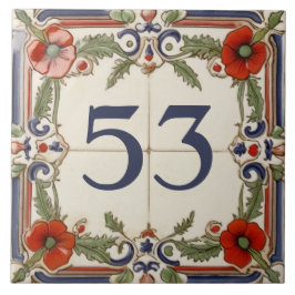 Poppy Blume Door House Number Sign Plaque Plate Fliese