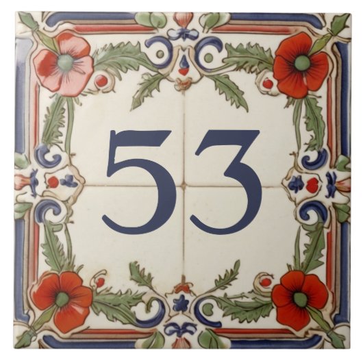 Poppy Blume Door House Number Sign Plaque Plate Fliese (Vorderseite)