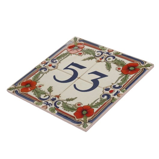 Poppy Blume Door House Number Sign Plaque Plate Fliese (Seite)