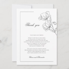 Poppy Blume elegante Hochzeit danke Karte