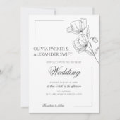 Poppy Blume Elegante, schlichte Hochzeit Einladung (Vorderseite)