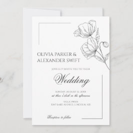 Poppy Blume Elegante, schlichte Hochzeit Einladung