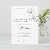 Poppy Blume Elegante, schlichte Hochzeit Einladung (Stehend Vorderseite)