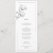 Poppy Blume elegantes Hochzeitsmenü Menükarte (Vorderseite)