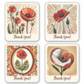 Poppy Blume Groovy Retro Personalisiert Aufkleber (Vorderseite)