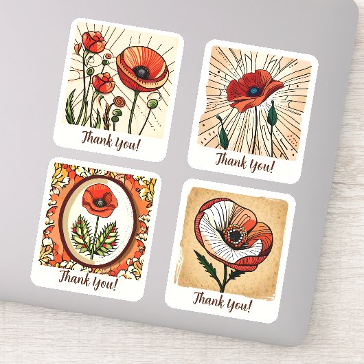 Poppy Blume Groovy Retro Personalisiert Aufkleber (Detail)