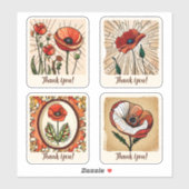Poppy Blume Groovy Retro Personalisiert Aufkleber (Blatt)
