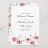 Poppy Blume Hochzeit Probe Dinner Einladung (Vorne/Hinten)