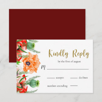 Poppy-Blume Hochzeit-RSVP-Karte RSVP Karte