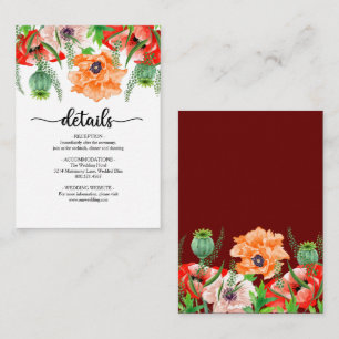 Poppy Blume Hochzeitkarte Begleitkarte