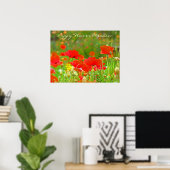 Poppy Blume Meadow Art druckt Blumenmotive Poster (Heimbüro)