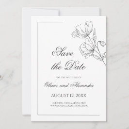 Poppy Blume minimalistische schicke Hochzeit speic Save The Date
