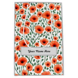 Poppy-Blume mit individualisiertem Blumenmuster Mittlere Geschenktüte