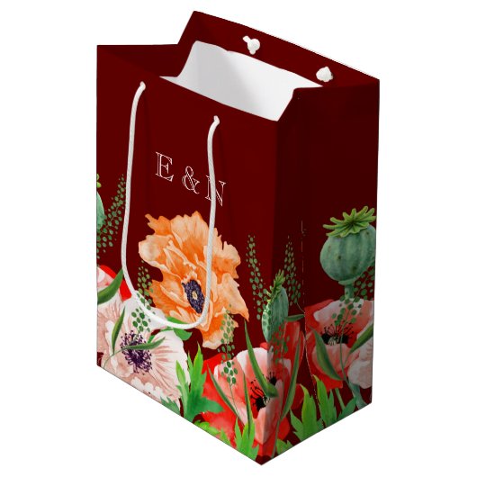 Poppy Blume Mittlere Geschenktasche Geschenktüte (Vorderseite Schrägansicht)