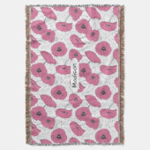Poppy Blume Muster individuelle Name Decke werfen (Vorderseite Vertikal)