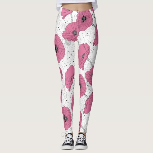 Poppy Blume Muster Leggings (Vorderseite)