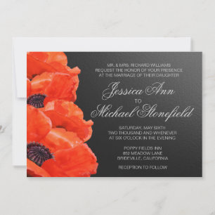 Poppy Blume Orange Black Chalkboard Wedding Invi Einladung