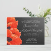 Poppy Blume Orange Black Chalkboard Wedding Invi Einladung (Stehend Vorderseite)