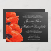 Poppy Blume Orange Black Chalkboard Wedding Invi Einladung (Vorne/Hinten)