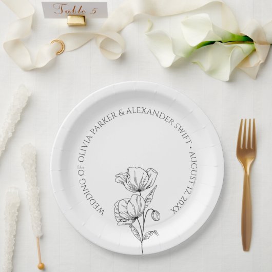 Poppy Blume Pappteller (Hochzeit)