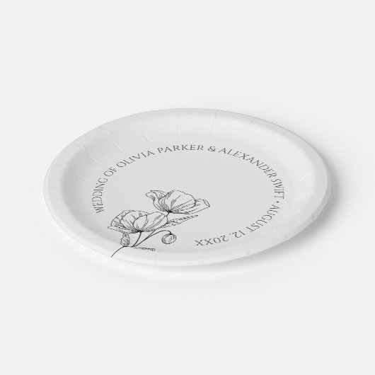 Poppy Blume Pappteller (Schrägansicht)