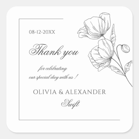 Poppy Blume Quadratischer Aufkleber (Vorderseite)