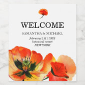 Poppy Blume Red Classic Theme Wedding Weinetikett (Einzelnes Label)