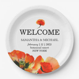 Poppy Blume Red White Wedding Pappteller