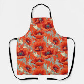 Poppy Blume Rot Grau Schürze (Vorderseite)