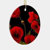 Poppy Blume Rotes Schwarzes Wasser Blumenmohn Keramik Ornament (Rechts)