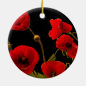 Poppy Blume Rotes Schwarzes Wasser Blumenmohn Keramik Ornament (Hinten)
