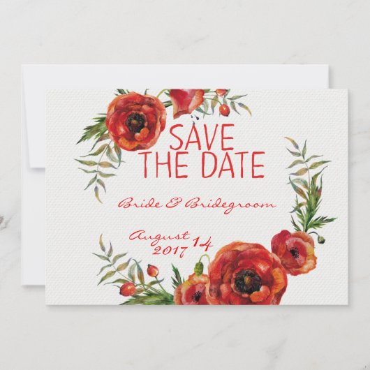 Poppy Blume Save the Date Hochzeit (Vorderseite)