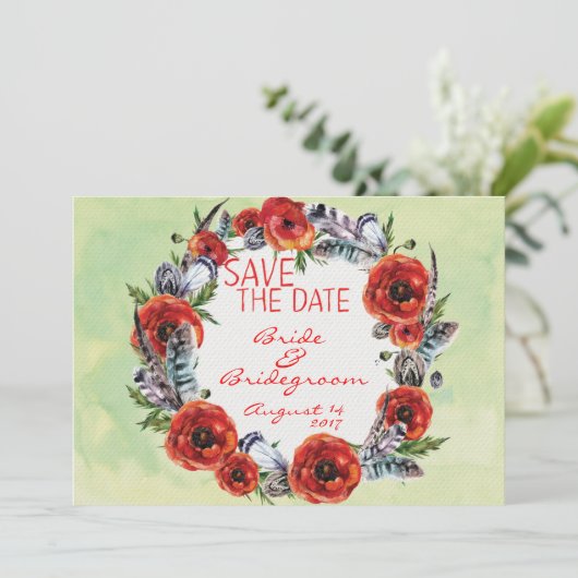 Poppy Blume Save the Date Hochzeit (Stehend Vorderseite)