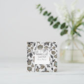 Poppy Blume Taupe Blue Grau Blume Quadratische Visitenkarte (Stehend Vorderseite)