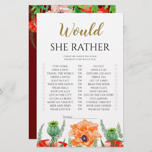 Poppy Blume würden lieber Brautparty spielen (Vorne/Hinten)