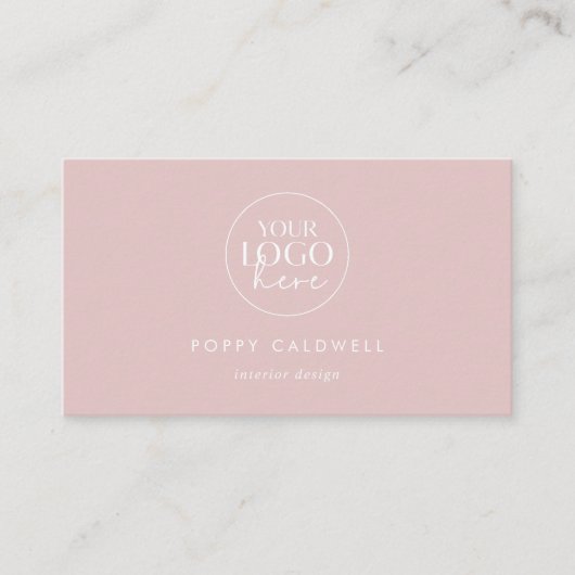 POPPY Blush Pink Artist Haar Stylist Logo QR Code Visitenkarte (Vorderseite)
