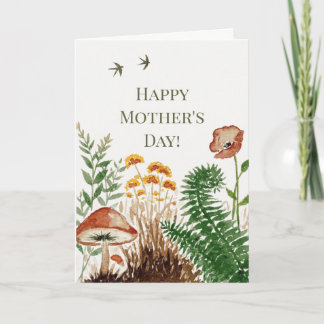 Poppy Botanical Birds Mother's Day Karte