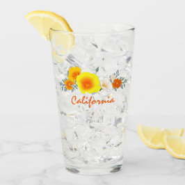 Poppy Bouquet mit kalifornischem Text-Glass-Cup Glas