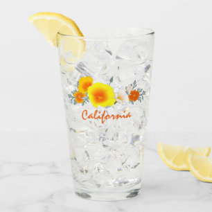Poppy Bouquet mit kalifornischem Text-Glass-Cup Glas