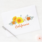 Poppy Bouquet mit kalifornischer Textaufkleber Ovaler Aufkleber (Umschlag)