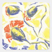 Poppy Burst Buds Originalkunst Quadratischer Aufkleber (Vorderseite)